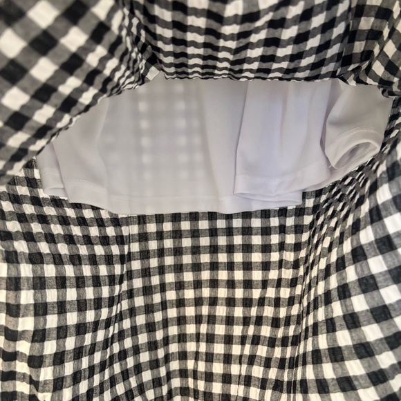 NWT Adrienne Black & White Gingham Midi Dress with Side Slits - Picture 6 of 9